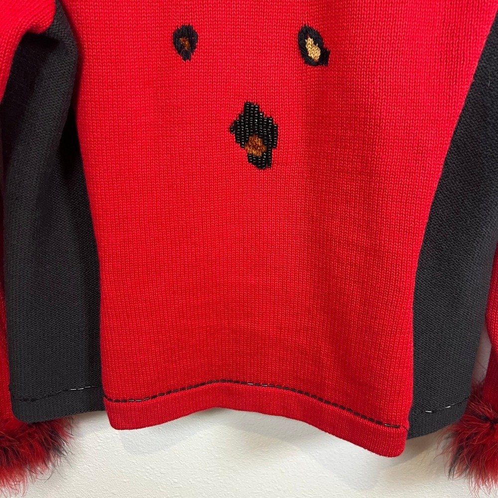 VTG Berek Leopard Print Knit Cardigan Sweater Beaded 90s Maximalist Bold Sz. S - Picture 11 of 13